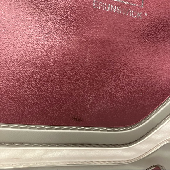 Vtg BRUNSWICK bowling ball bag light pink mauve single ball + rack RETRO-NICE! - Picture 4 of 9